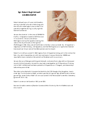 A preview of a PDF biography for Ashwell, Robert Hugh